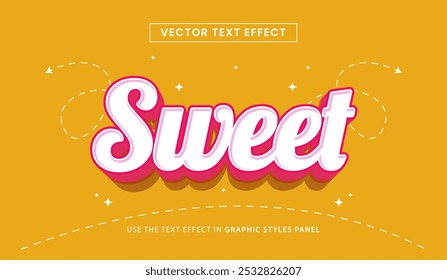 Design editable text effect, sweet text vector illustration