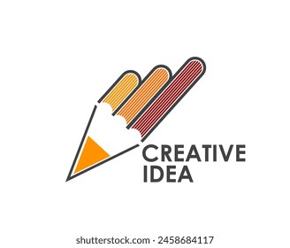 Design and education creative idea pencil icon. Isolated vector emblem of colorful pencil tip, represents innovation, inspiration, and the pursuit of knowledge or idea, in a modern and artistic design