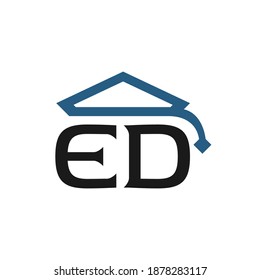 Design an educational or school or college logo. Vector graphics of a pencil and graduation cap