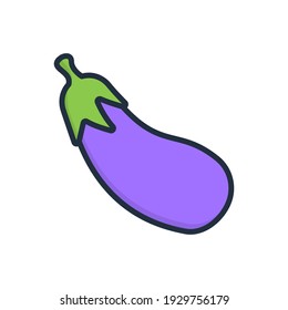 The design of the eggplant fruit and vegetables flat icon vector illustration, this vector is suitable for icons, logos, illustrations, stickers, books, covers, etc.