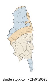 Design of egyptian statue head draw