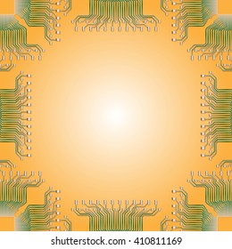 Design electrical circuit processor. Background for greeting card, presentation.  Vector illustration