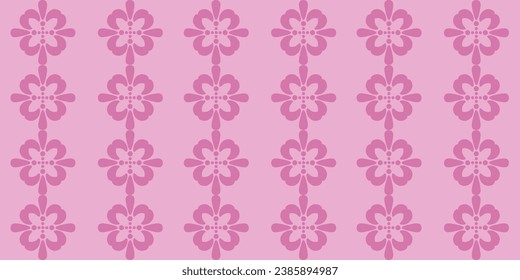 Design elegance pink doll floral wallpaper print Retro 60s style background. Flower seamless pattern vintage 50s aesthetic. Wrapping paper. Vector illustration can used t-shirt, textile print