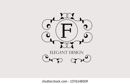 Design of an elegant floral monogram with the letter F. A sophisticated vectorial office sign, heraldry, restaurant, boutique.
