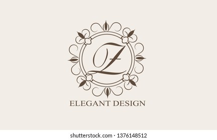 Design of an elegant floral monogram with the letter Z. A sophisticated vectorial office sign, heraldry, restaurant, boutique.
