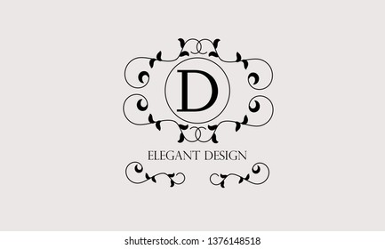 Design of an elegant floral monogram with the letter D. A sophisticated vectorial office sign, heraldry, restaurant, boutique.
