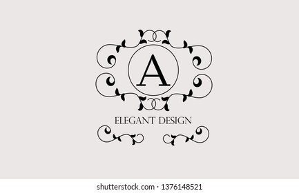 Design of an elegant floral monogram with the letter A. A sophisticated vectorial office sign, heraldry, restaurant, boutique.
