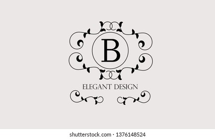 Design of an elegant floral monogram with the letter B. A sophisticated vectorial office sign, heraldry, restaurant, boutique.
