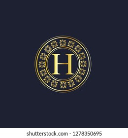 Design of an elegant monogram for the letter H. Round form of calligraphic elegant ornament. Business sign, monogram for restaurant, boutique, hotel, heraldry, jewelry. Vector illustration