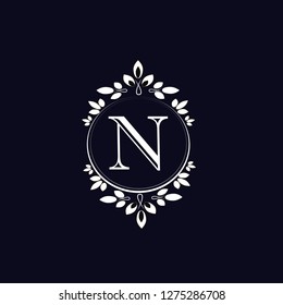 Design of elegant monogram for letter N. Wedding monogram. Elegant ornament. Business sign, monogram for restaurant, boutique, hotel, heraldry, jewelry. Vector illustration
