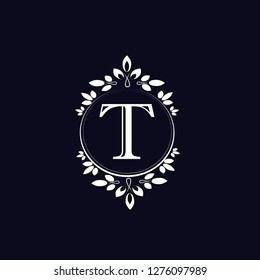 Design of elegant monogram for letter T. Wedding monogram. Elegant ornament. Business sign, monogram for restaurant, boutique, hotel, heraldry, jewelry. Vector illustration