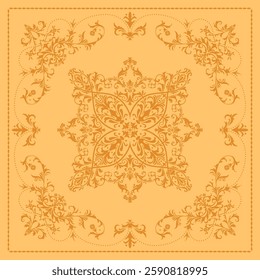 Design of elegant vector carpet print with filigree scrolls in victorian style