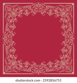 Design of elegant vector carpet print with filigree scrolls in victorian style