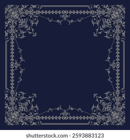 Design of elegant vector carpet print with filigree scrolls in victorian style