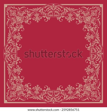 Design of elegant vector carpet print with filigree scrolls in victorian style