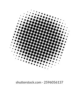  design element abstract halftone dot pattern, black vector circle, retro magazine style, zine grunge effect, isolated on transparent