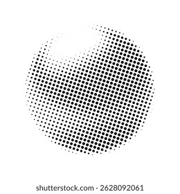 elemento de design abstrato padrão de ponto de meio-tom, círculo vetorial preto, estilo de revista retro, efeito zine grunge, isolado em transparente	
