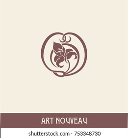 Design element in art nouveau style. High-quality hand-drawn work.