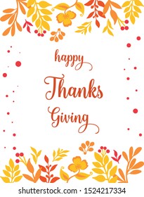 Design element of autumn leaf flower frame, for decoration of greeting card thanksgiving. Vector