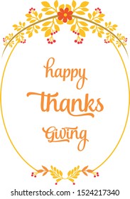 Design element of autumn leaf flower frame, for decoration of greeting card thanksgiving. Vector