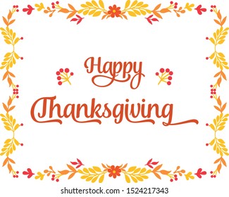 Design element of autumn leaf flower frame, for decoration of greeting card thanksgiving. Vector