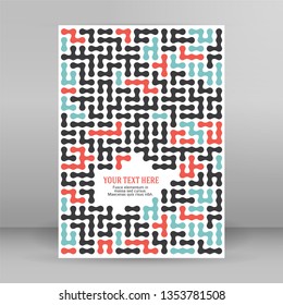 Design element background with maze texture. Gorgeous graphic image template white black tone for book psychology, creative problem solving, logical thinking, IT technology, vector Illustration eps10