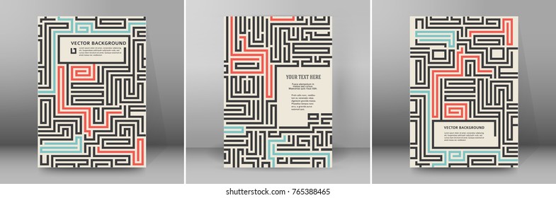 Design element background with maze texture. Gorgeous graphic image template white black tone for book psychology, creative problem solving, logical thinking, IT technology, vector Illustration eps10