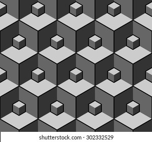 design element.  black and white cubes seamless pattern