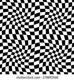 抽象的な白黒のチェック背景 視覚的な歪み効果を持つ幾何学的なパターン 目の錯覚 オペアート のベクター画像素材 ロイヤリティフリー Shutterstock