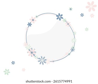 design element with blooming geometric flower frame on white background