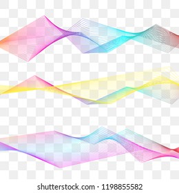 Design element broken blend gradient lines, vector stream lines, perspective, 3D, set of decorative elements for presentations