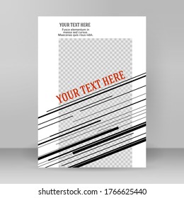 Elemento de diseño. Plantillas de negocio para diapositivas de presentación multipropósito. Folleto vertical EPS 10 distribuciones de vector fácil de editar, formato A4 de volante, blanco negro gráfico de simulación de informe anual. Línea creativa