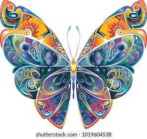 Design element, butterfly with pattern, bright, motley