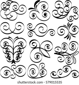 Design element calligraphic pen set, EPS8 - vector graphics.