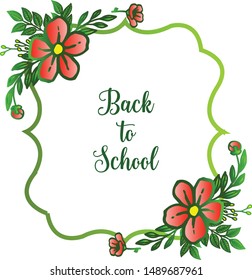 Design element of card back to school, with art of orange flower frame. Vector