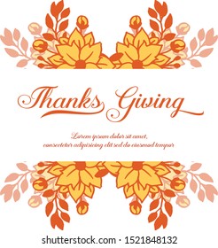 Design element for card thanksgiving, with decorative of cute autumn leaf flower frame. Vector