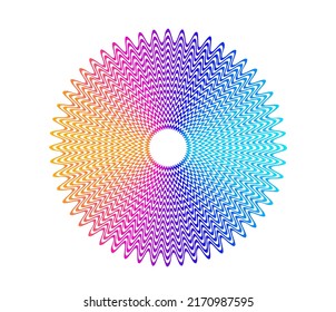 Design element circle. Isolated bold vector colors  golden ring from. Abstract glow wavy stripes of many glittering swirl created using Blend Tool. Vector illustration EPS10 for your presentation