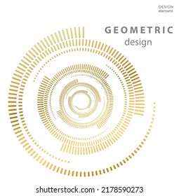 Design element circle. Isolated bold vector colors  golden ring from. Abstract glow wavy stripes of many glittering swirl created using Blend Tool. Vector illustration EPS10 for your presentation