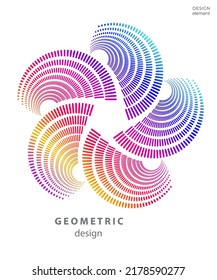 Design element circle. Isolated bold vector colors  golden ring from. Abstract glow wavy stripes of many glittering swirl created using Blend Tool. Vector illustration EPS10 for your presentation