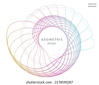 Design element circle. Isolated bold vector colors  golden ring from. Abstract glow wavy stripes of many glittering swirl created using Blend Tool. Vector illustration EPS10 for your presentation