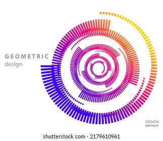 Design element circle. Isolated bold vector colors  golden ring from. Abstract glow wavy stripes of many glittering swirl created using Blend Tool. Vector illustration EPS10 for your presentation