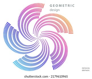 Design element circle. Isolated bold vector colors  golden ring from. Abstract glow wavy stripes of many glittering swirl created using Blend Tool. Vector illustration EPS10 for your presentation