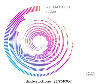 Design element circle. Isolated bold vector colors  golden ring from. Abstract glow wavy stripes of many glittering swirl created using Blend Tool. Vector illustration EPS10 for your presentation