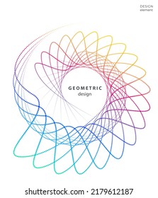 Design element circle. Isolated bold vector colors  golden ring from. Abstract glow wavy stripes of many glittering swirl created using Blend Tool. Vector illustration EPS10 for your presentation