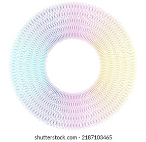 Design element circle. Isolated bold vector colors  golden ring from. Abstract glow wavy stripes of many glittering swirl created using Blend Tool. Vector illustration EPS10 for your presentation
