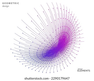 Design element circle. Isolated bold vector colors ring from. Flower, sea, tech form. Abstract glow wavy stripes of many glittering swirl created using Blend Tool. Vector illustration EPS10 