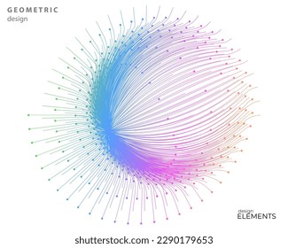 Design element circle. Isolated bold vector colors ring from. Flower, sea, tech form. Abstract glow wavy stripes of many glittering swirl created using Blend Tool. Vector illustration EPS10 