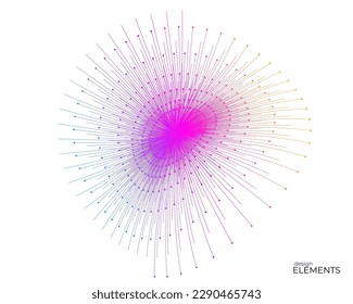 Design element circle. Isolated bold vector colors ring from. Flower, sea, tech form. Abstract glow wavy stripes of many glittering swirl created using Blend Tool. Vector illustration EPS10 