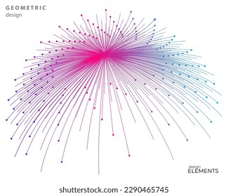 Design element circle. Isolated bold vector colors ring from. Flower, sea, tech form. Abstract glow wavy stripes of many glittering swirl created using Blend Tool. Vector illustration EPS10 