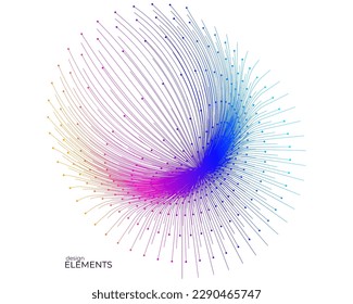 Design element circle. Isolated bold vector colors ring from. Flower, sea, tech form. Abstract glow wavy stripes of many glittering swirl created using Blend Tool. Vector illustration EPS10 